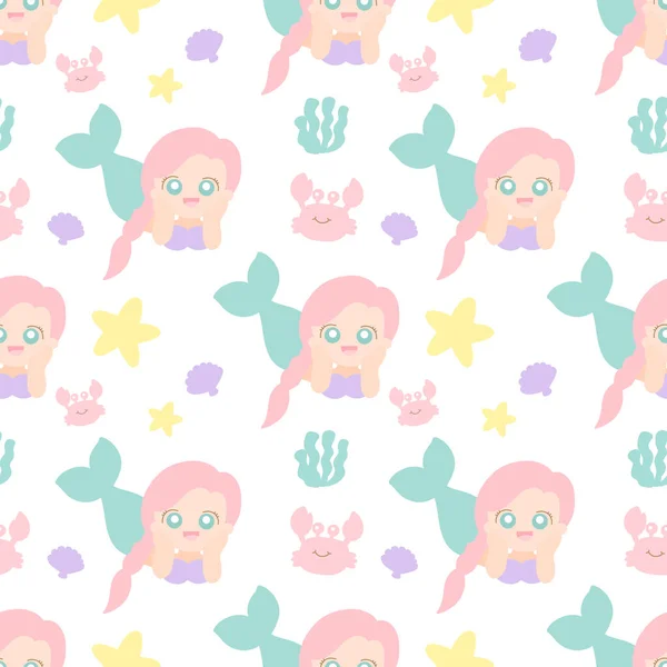 Cute Mermaid Seamless Patterns — Stock Photo, Image