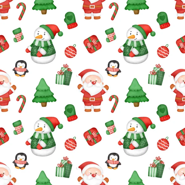 Watercolor Christmas Seamless Patterns — Stock Photo, Image