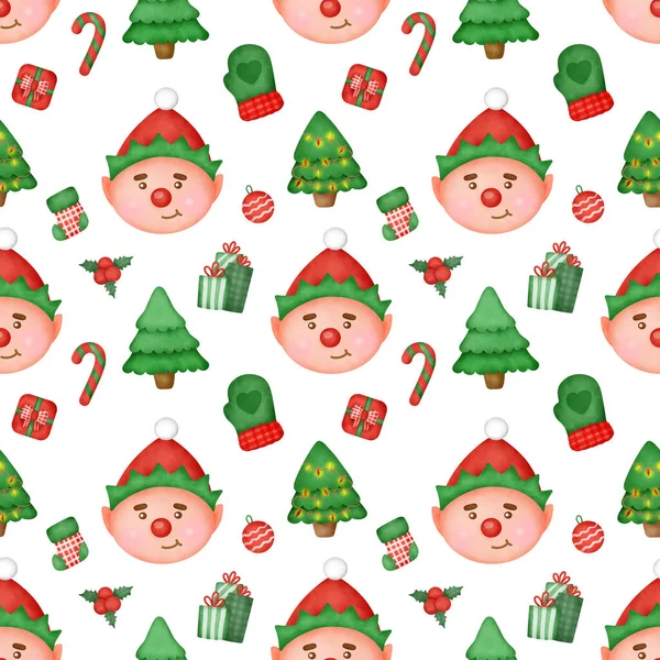 Watercolor Christmas Seamless Patterns — Stock Photo, Image