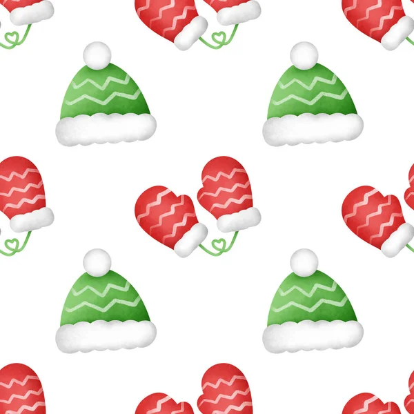 Watercolor Christmas Elements Seamless Pattern — Stock Photo, Image