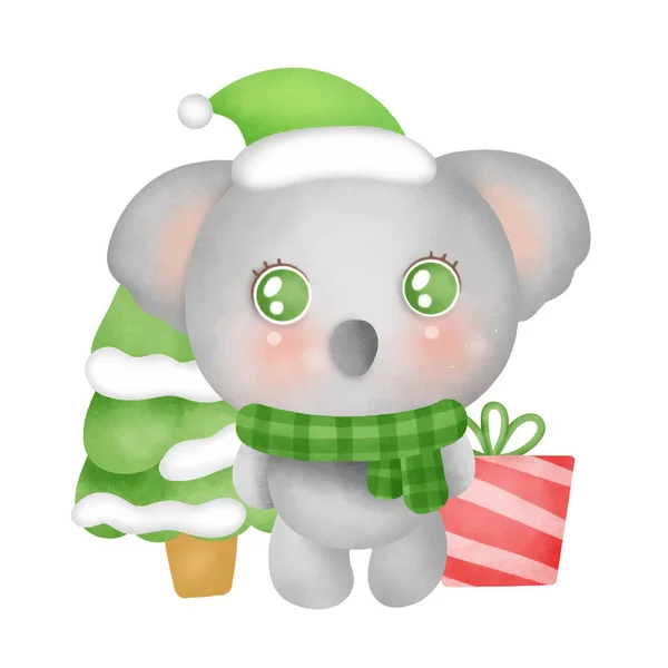 Tarjeta Navidad Con Lindo Koala Estilo Acuarela — Archivo Imágenes Vectoriales