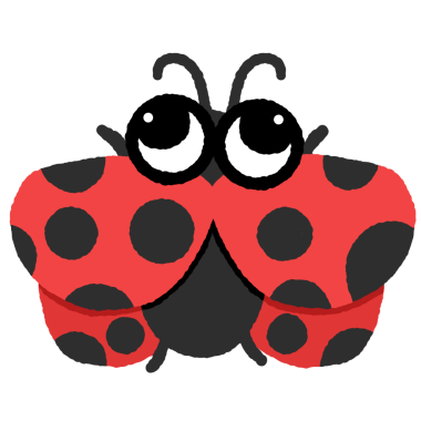 Siyah ve kırmızı gözlü bir uğur böceği. Uğur böceğinin vücudunda siyah lekeler vardır.