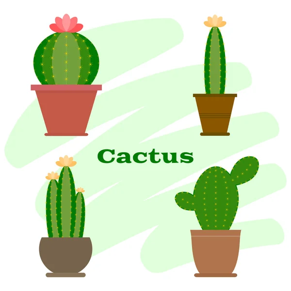 Ensemble de cactus en pot de fleurs — Image vectorielle