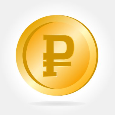 Beyaz arka plan üzerinde izole Rus Rublesi sikke