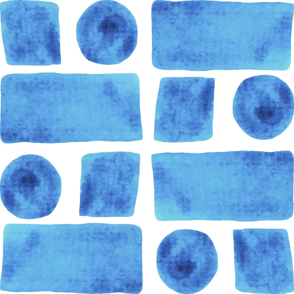 원형, 사각형, 광장의 벡터 블루 수채화 세트 — 스톡 벡터
