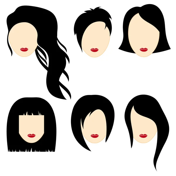 Vector illustration of a beautiful girls with black hair.Part 2 — Stock Vector