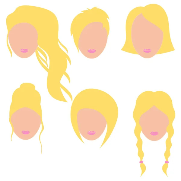 Vector illustration of a beautiful girls with blond hair.Part 1 — Stock Vector