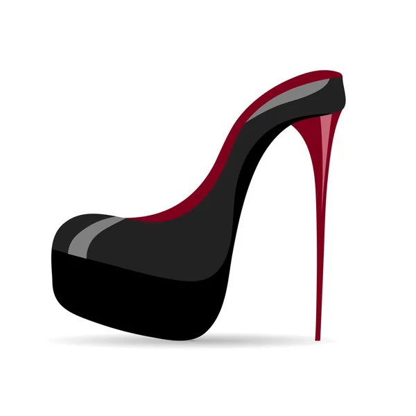 Beautiful black high-heeled shoes on a white background — Stock Vector