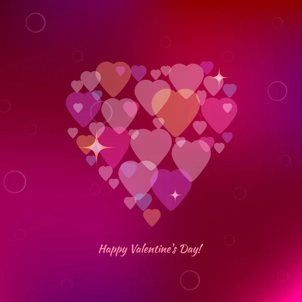 Valentinstag Komposition der Herzen auf verschwommenem Hintergrund — Stockvektor