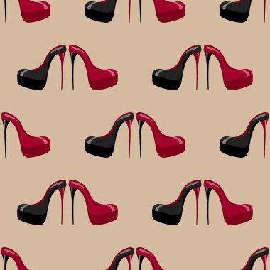 Şık siyah ve kırmızı yüksek topuklu ayakkabı ile Seamless Modeli