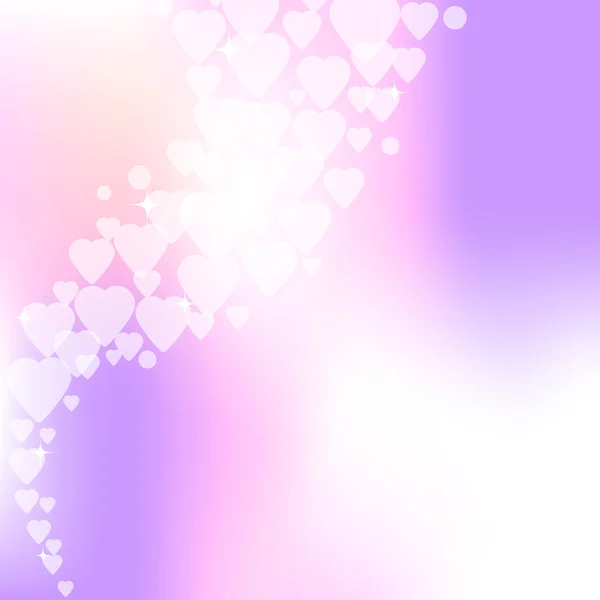 Illustration vectorielle avec tourbillon de cœurs sur fond flou — Image vectorielle