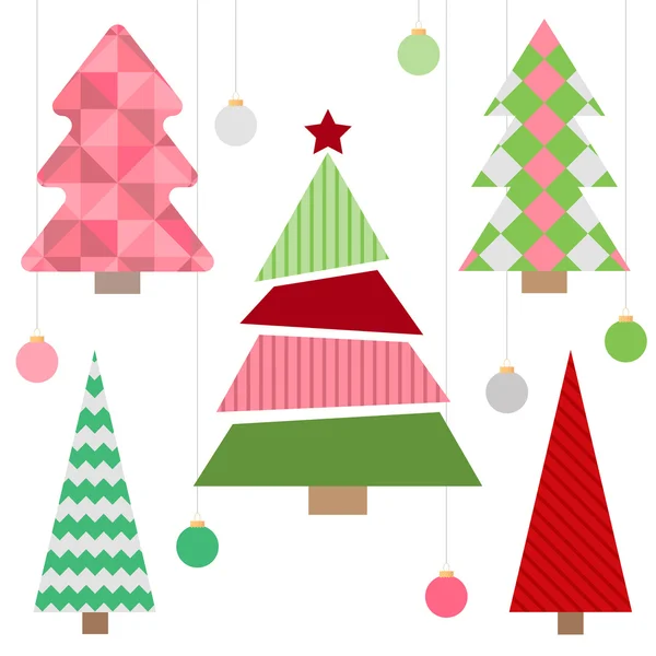 Cute Christmas tree set — Stock Vector