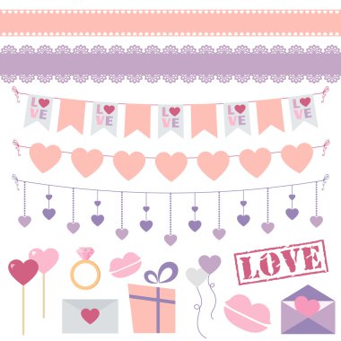 Valentine's Day decoration vector set clipart