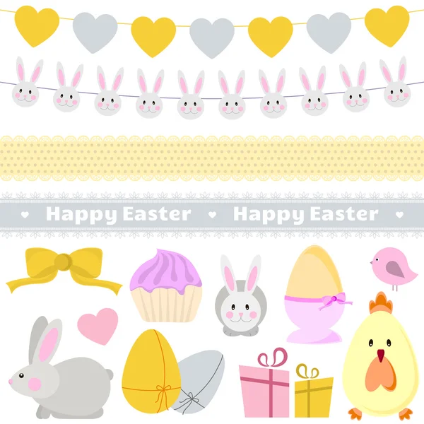 Pascua decoración vector conjunto — Vector de stock