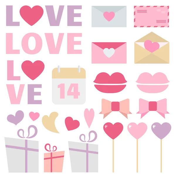 Set vector de decorare Valentine 's Day — Vector de stoc