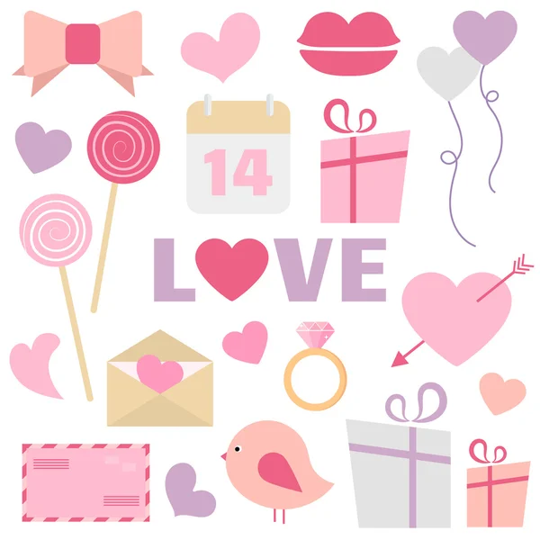 Valentine's Day decoration vector set — Stock Vector