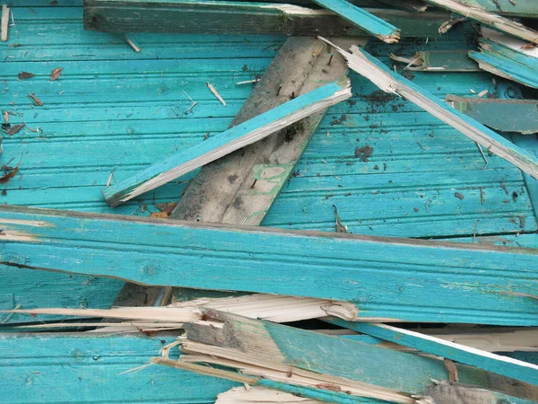 Superfície Quebrada Madeira Azul Com Tinta Antiga Descascamento — Fotografia de Stock