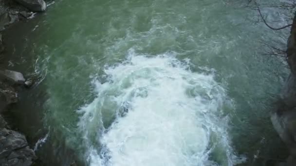 Il fiume Prut nei Carpazi ucraini nel villaggio di Yaremche vista dal ponte — Video Stock