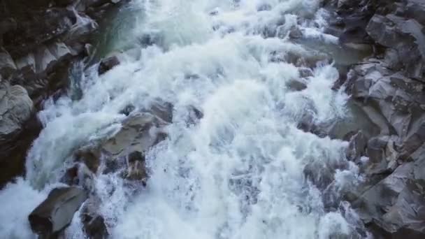 Vackert landskap: Prut flod och vattenfallet Probiy i Karpaterna, Ukraine — Stockvideo