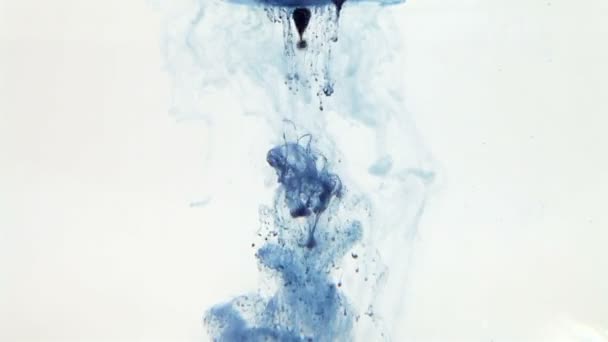 在水中传播的蓝色墨水 — 图库视频影像
