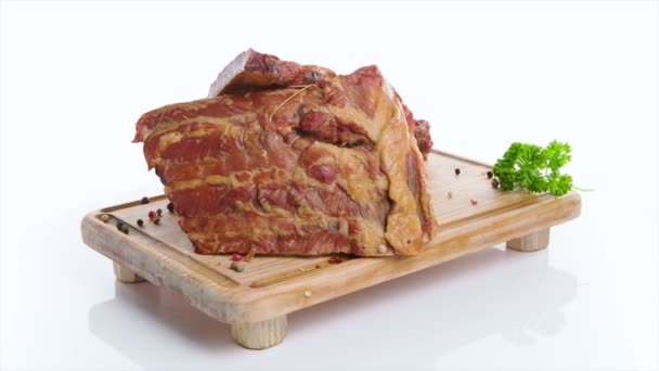 Delicatessen de carne isolado em branco — Vídeo de Stock