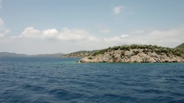 Wonderful view on one of the Aegean islands. Turkey. Travel by ship. — Stock video