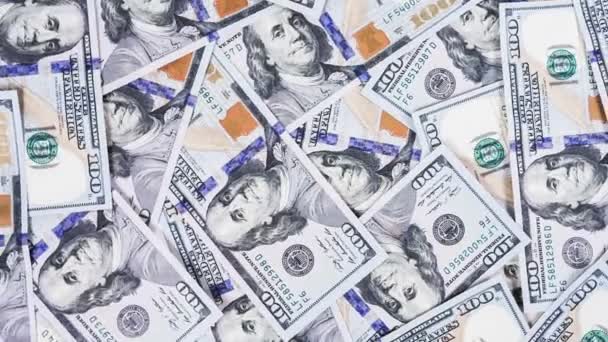 Achtergrond met geld Amerikaanse honderd dollar biljetten — Stockvideo