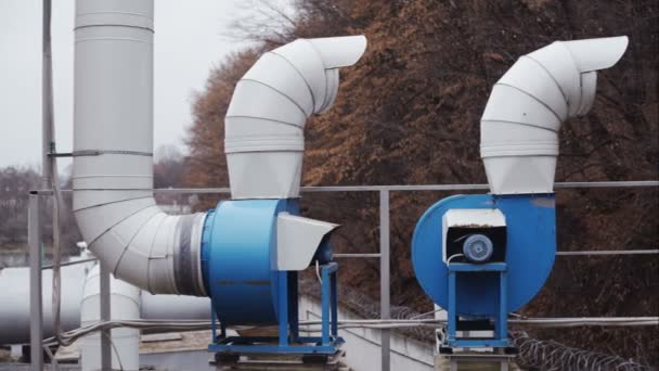 Two ventilation pipes in the forest — Stock Footage Two ventilation pipes in the forest Video Clip