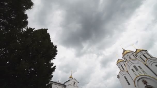 Золоті куполи церкви — стокове відео