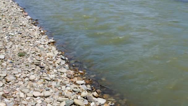 Stones on beach and sea water — Stock Video