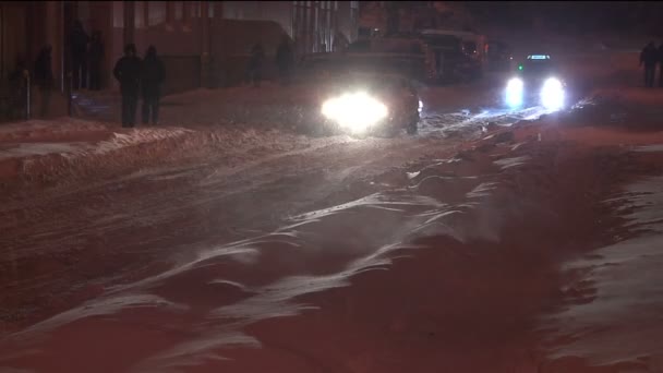 Tempestade de neve. Tráfego de inverno v7 — Vídeo de Stock