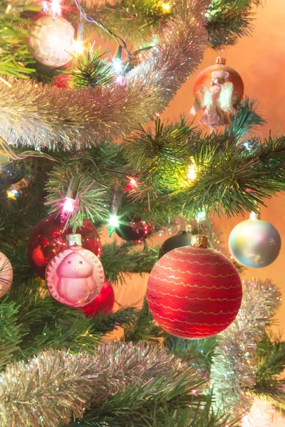 Beautiful glass balls on Christmas Tree — Stock Photo, Image