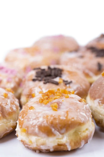 Fresh jummy isolated donuts on white background — Stock Photo, Image