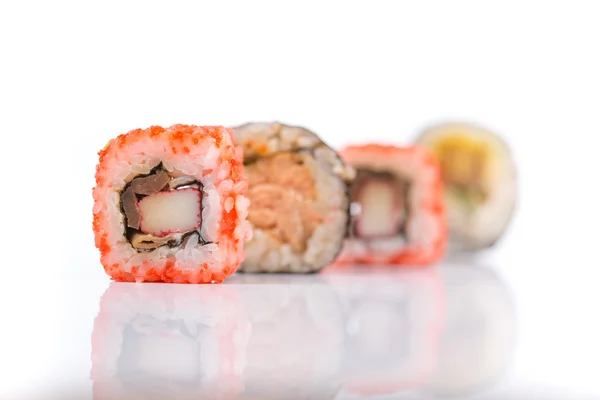 Kolekcja Sushi sztuk, izolowane na białym tle — Zdjęcie stockowe