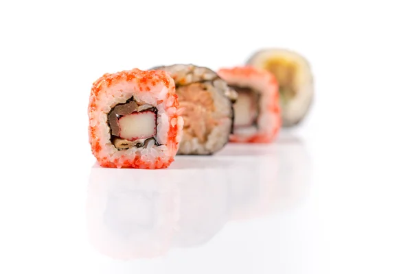 Sushi bitar samling, isolerad på vit bakgrund — Stockfoto