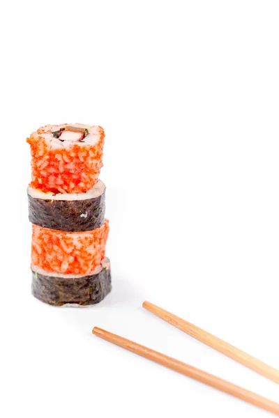 Sushi stukken collectie, geïsoleerd op witte achtergrond — Stockfoto