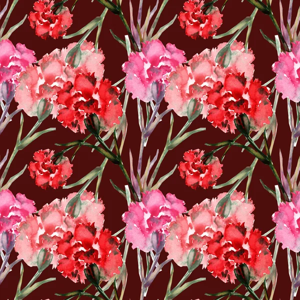 Carnation Watercolor Hand painted seamless pattern — Stock Photo, Image