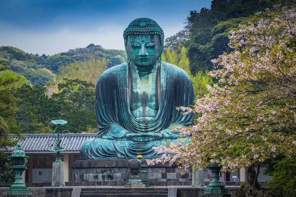 Célèbre statue de bronze Grand Bouddha à Kamakura, Temple Kotokuin . — Photo