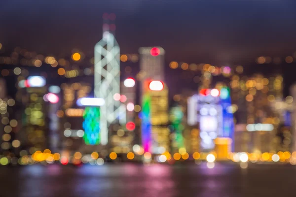 Bokeh ljus bakgrund av Hong Kong Victoria Harbour — Stockfoto