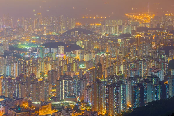 Hong Kong syn på Kowloon peak, Hong Kong Island business erbjuder — Stockfoto