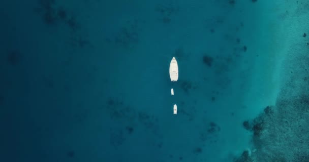 インド洋モルディブ北男性環礁フラー近くのボートの空中ビュー — ストック動画