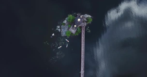 Vue aérienne des pagayeurs passant une rivière — Video