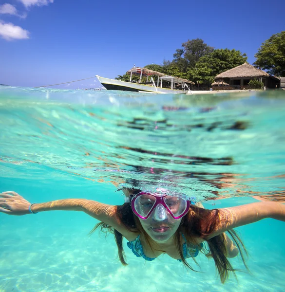 Underwater Portrait of a Yong Woman Stock Photo