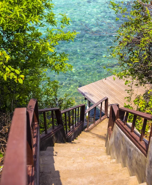 Wooden Deck near ocean. — Stock Photo, Image