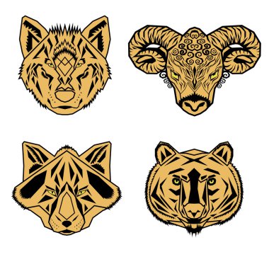 Geometrik renkli açık hayvan simgeler