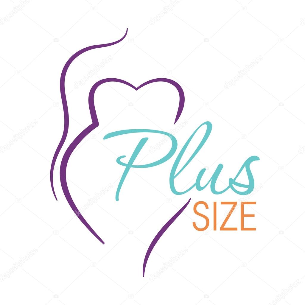 Plus size line woman icon