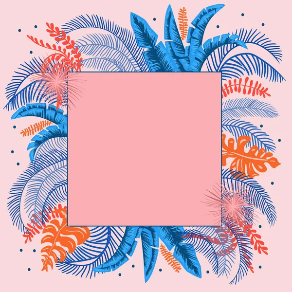 Rectángulo selva marco rosa — Vector de stock