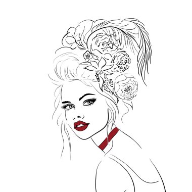 Kırmızı dudaklar moda portre