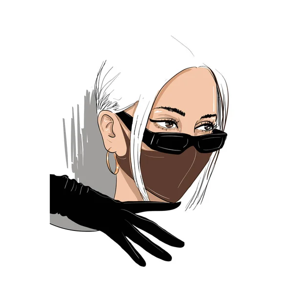 Женщина в защитной маске и очках — стоковый вектор