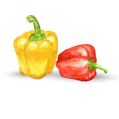 Suluboya sarı ve kırmızı biber